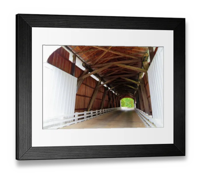 Framed Print : USA, Oregon, Lane County, Jasper Place Road, Fall Creek. Pengra Covered Bridge. 120 Foot Howe Truss Structure