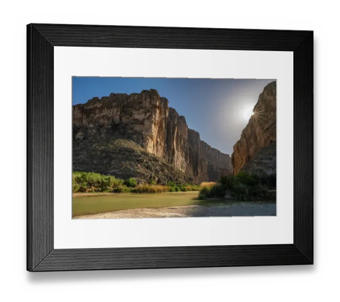 Framed Print : USA, Texas, Big Bend National Park. Landscape with Rio Grande River and Santa Elena Canyon Framed Print : USA, Texas, Big Bend National Park. Landscape with Rio Grande River and Santa Elena Canyon