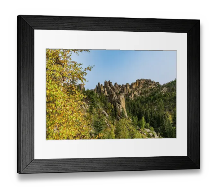 Framed Print : Steep and rocky and forested slopes define much of the habitat at Custer State Park