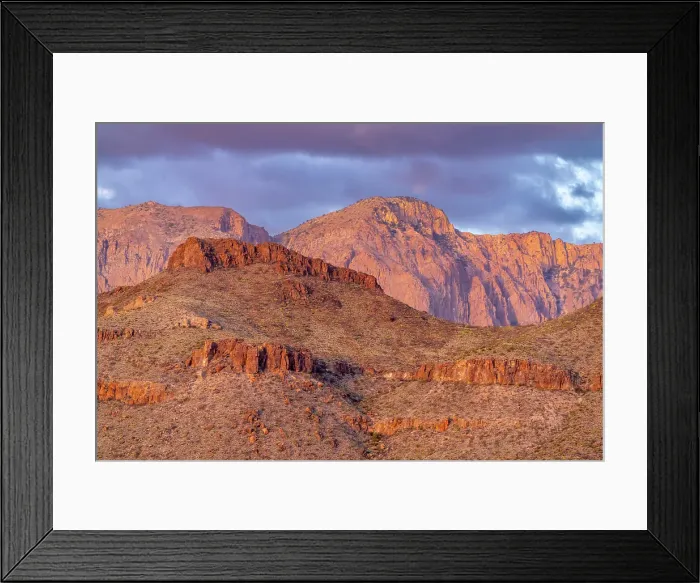 Framed Print : USA, Texas, Big Bend National Park. Chisos Mountains at sunset Framed Print : USA, Texas, Big Bend National Park. Chisos Mountains at sunset