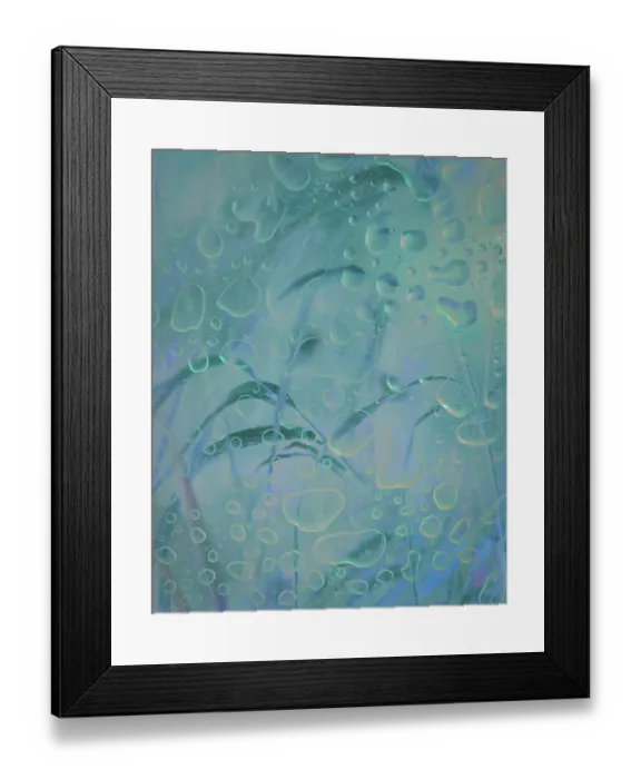 Framed Print : USA, Washington State, Seabeck. Composite of water drops and grass