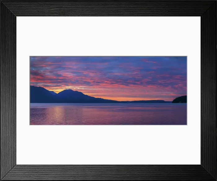 Framed Print : USA, Washington State, Seabeck. Panoramic sunset over Hood Canal Framed Print : USA, Washington State, Seabeck. Panoramic sunset over Hood Canal