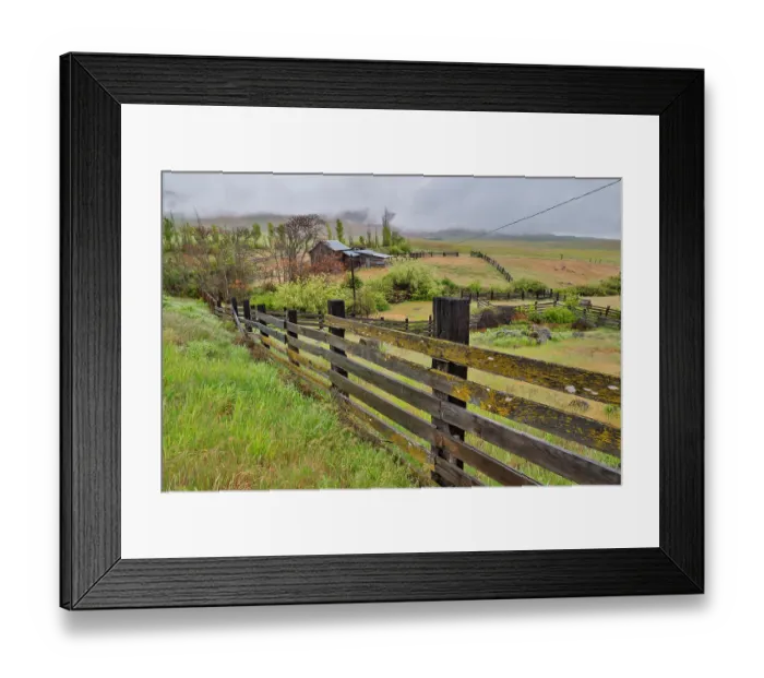 Framed Print : USA, Washington State. Columbia Hills State Park with barn and fence line. (Editorial Use Only) Framed Print : USA, Washington State. Columbia Hills State Park with barn and fence line. (Editorial Use Only)