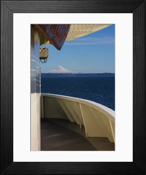 Framed Print : View of Mount Rainier from a Washington State ferry deck Framed Print : View of Mount Rainier from a Washington State ferry deck