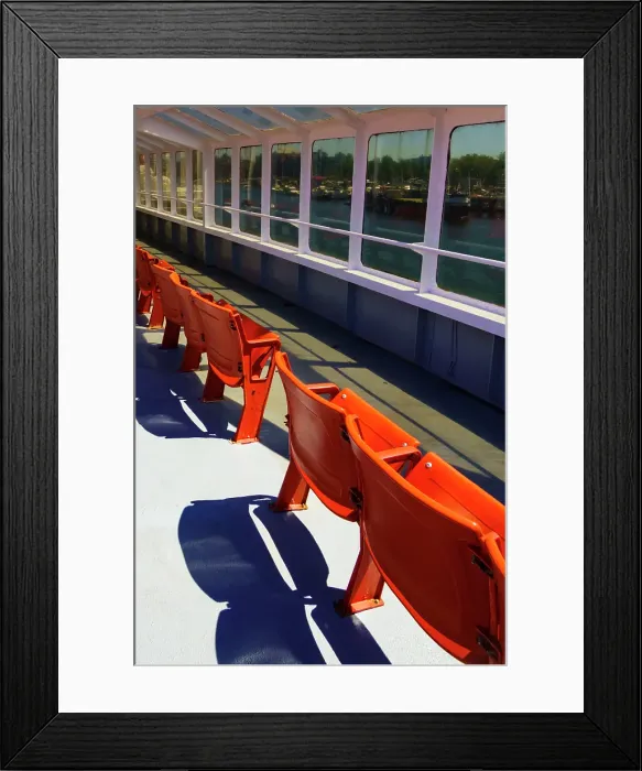 Framed Print : Empty chairs on the Black Ball Ferry, Port Angeles, Washington State, USA Framed Print : Empty chairs on the Black Ball Ferry, Port Angeles, Washington State, USA