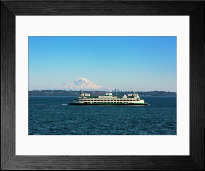 Framed Print : Kingston to Edmonds ferry on Puget Sound with view of Mount Rainier, Washington State, USA Framed Print : Kingston to Edmonds ferry on Puget Sound with view of Mount Rainier, Washington State, USA