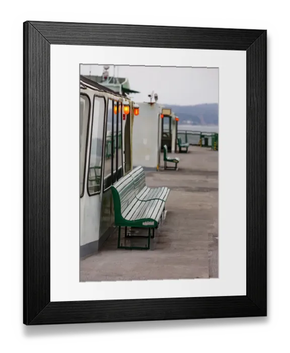 Framed Print : Row of benches on the top deck of the Walla Walla ferry, Seattle, Washington State, USA Framed Print : Row of benches on the top deck of the Walla Walla ferry, Seattle, Washington State, USA