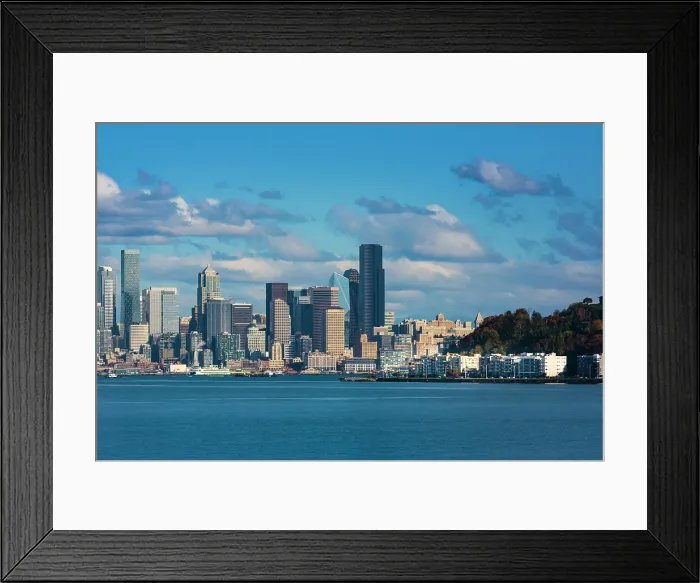 Framed Print : Seattle skyline and West Seattle from Puget Sound, Washington State, USA Framed Print : Seattle skyline and West Seattle from Puget Sound, Washington State, USA