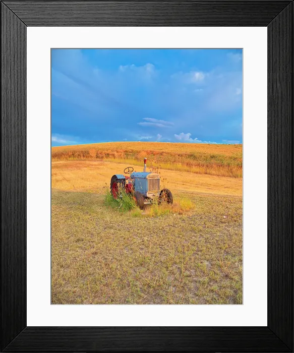 Framed Print : USA, Washington State. Old tractor in field of harvested wheat. (Editorial Use Only) Framed Print : USA, Washington State. Old tractor in field of harvested wheat. (Editorial Use Only)