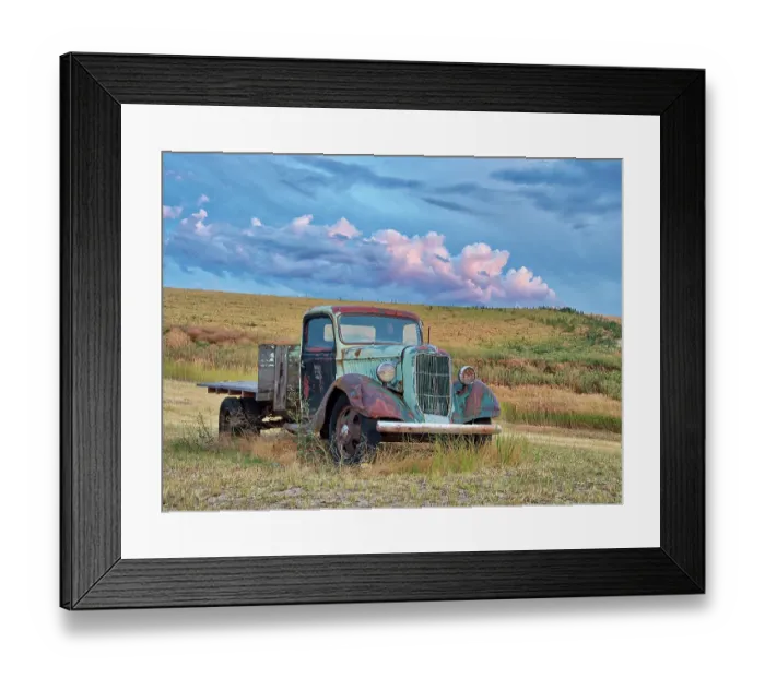 Framed Print : USA, Washington State. Old truck in field with beautiful clouds Framed Print : USA, Washington State. Old truck in field with beautiful clouds