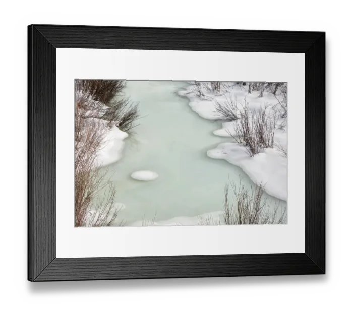 Framed Print : USA, Wyoming, Grand Teton National Park, Jackson. Ice and willows on Pacific Creek Framed Print : USA, Wyoming, Grand Teton National Park, Jackson. Ice and willows on Pacific Creek