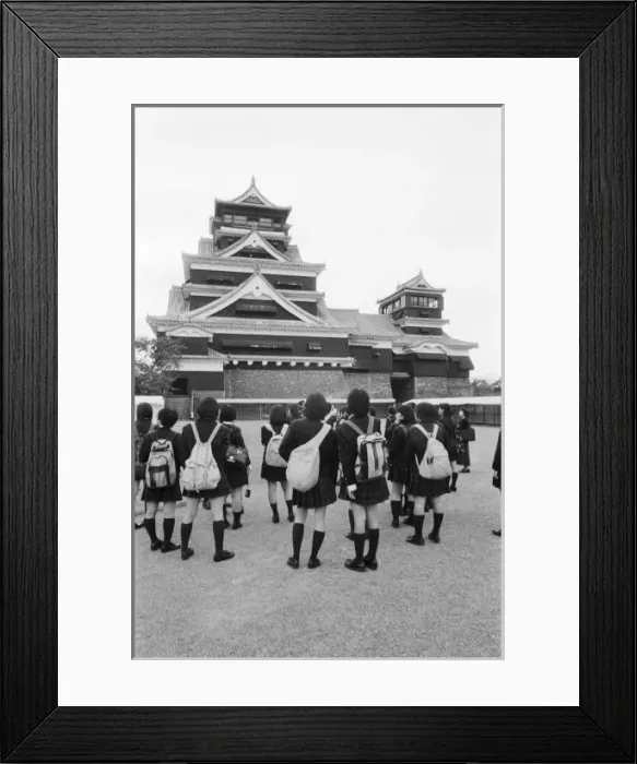 Framed Print : Asia, Japan, Kumamoto. Schoolchildren at Kumamoto, jo Castle Framed Print : Asia, Japan, Kumamoto. Schoolchildren at Kumamoto, jo Castle