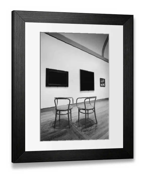 Framed Print : NA, Canada, Ontario, Ottawa. Black paintings and chairs, National Gallery Framed Print : NA, Canada, Ontario, Ottawa. Black paintings and chairs, National Gallery