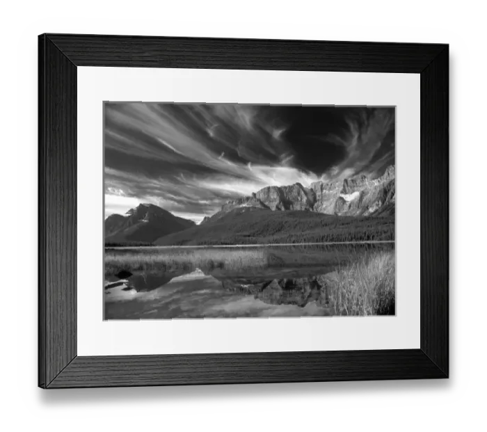 Framed Print : Cirrus clouds over Waterfowl Lake, Banff National Park, Canada