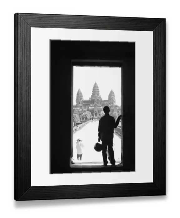 Framed Print : Angkor Cambodia, Doorway & Person Angkor Wat (NR)
