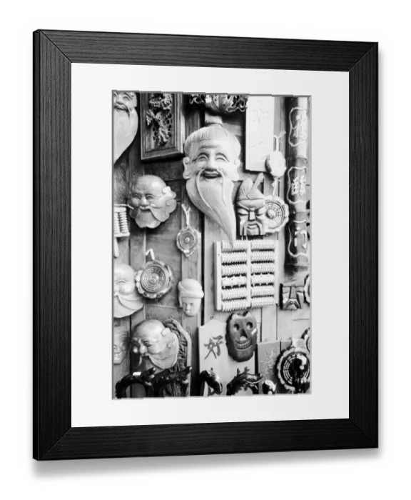 Framed Print : Hoi An Vietnam, Wooden Sculptures for sale