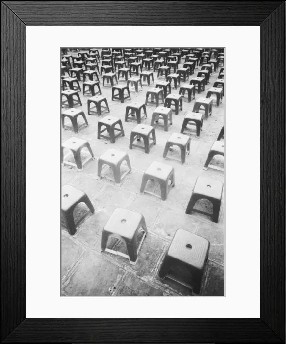 Framed Print : Hanoi Vietnam, Plastic Stools at the Temple of Literature Framed Print : Hanoi Vietnam, Plastic Stools at the Temple of Literature