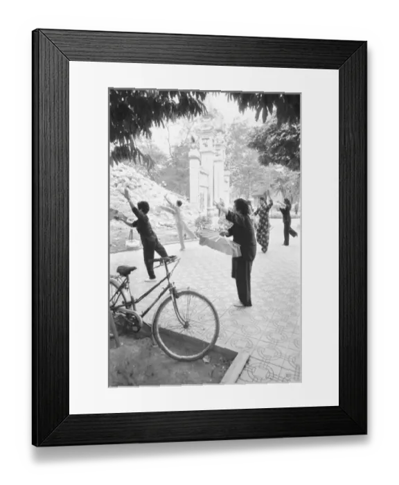 Framed Print : Hanoi Vietnam, Morning Excercises by Hoan Kiem Lake (NR)