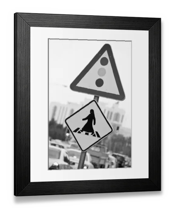 Framed Print : Qatar, Ad Dawhah, Doha. Arabian Pedestrian Crossing Sign / Al-Corniche Street Framed Print : Qatar, Ad Dawhah, Doha. Arabian Pedestrian Crossing Sign / Al-Corniche Street