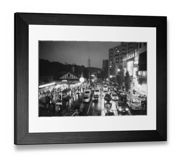 Framed Print : Asia, Japan, Tokyo. Evening, Harajuku Station, Harajuku