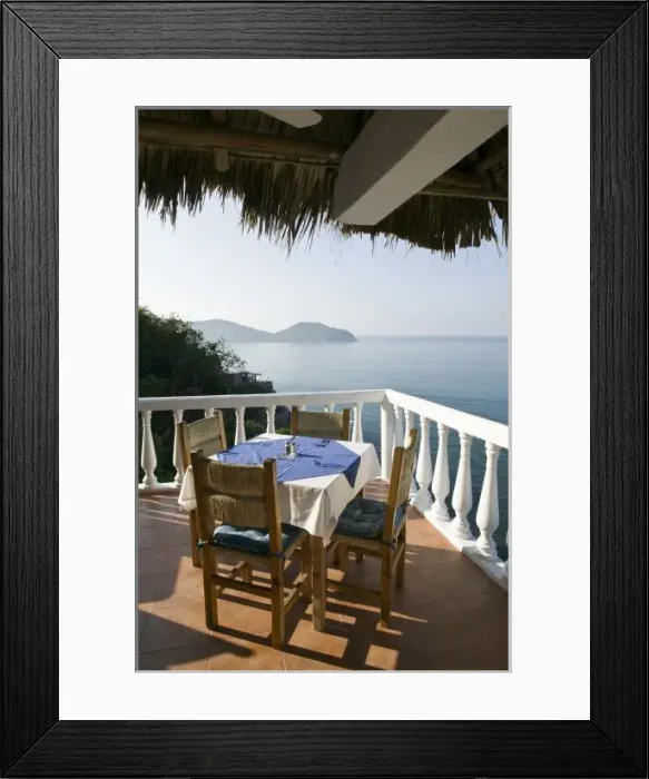Framed Print : Mexico, Guerrero, Zihuatanejo. Cafe Table over Zihuatanejo Bay Framed Print : Mexico, Guerrero, Zihuatanejo. Cafe Table over Zihuatanejo Bay