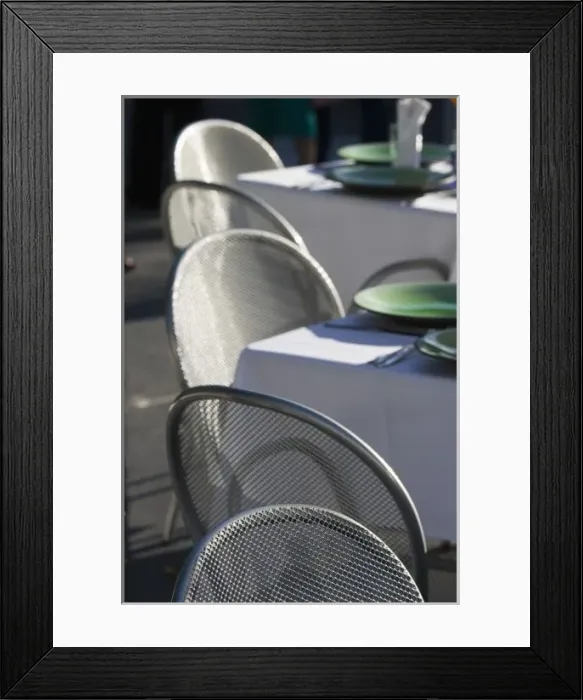 Framed Print : USA, Florida, Miami Beach: Lincoln Road, Outdoor Cafe Table Setting