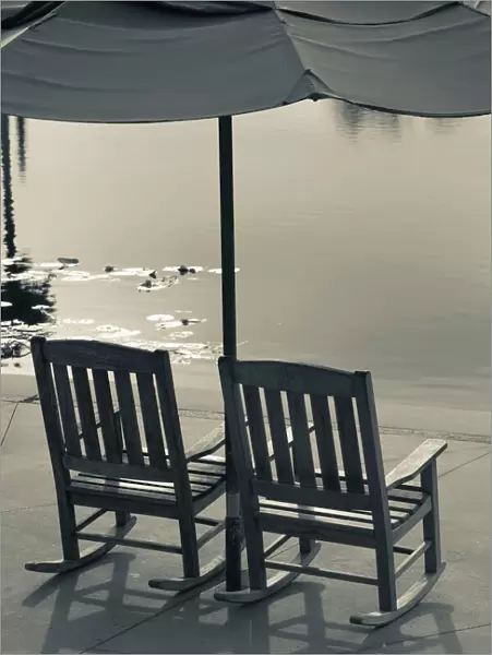 USA, Florida, Celebration, lakeside chairs