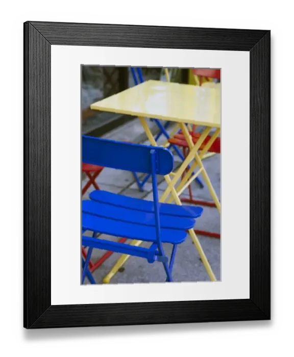 Framed Print : USA, Florida, Tampa, Channelside complex, cafe tables