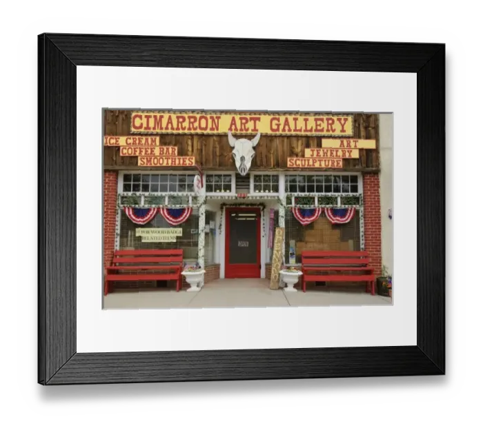 Framed Print : New Mexico, Cimarron. Cimarron art gallery, New Mexico Framed Print : New Mexico, Cimarron. Cimarron art gallery, New Mexico