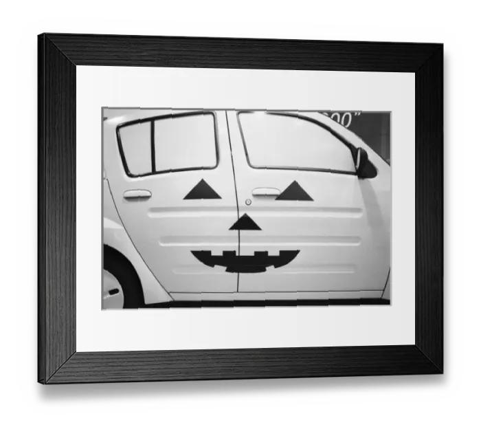 Framed Print : Asia, Japan, Tokyo. Toyota Will, Vi car painted to look like Halloween Pumpkin. Aoyama Framed Print : Asia, Japan, Tokyo. Toyota Will, Vi car painted to look like Halloween Pumpkin. Aoyama