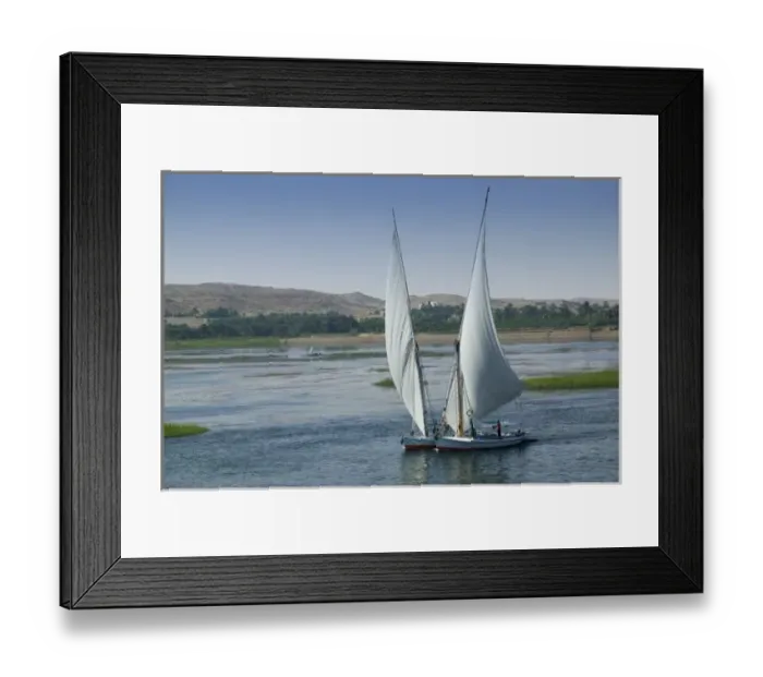 Framed Print : The River Nile and sailing boats used as transportation, Egypt Framed Print : The River Nile and sailing boats used as transportation, Egypt