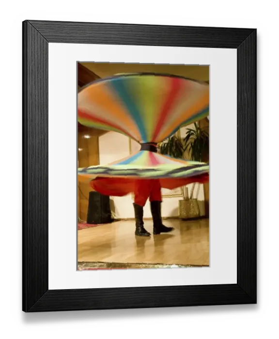 Framed Print : Egypt, Cairo. Whirling dervish dazzling GCT audience on Nubian Night aboard MS River