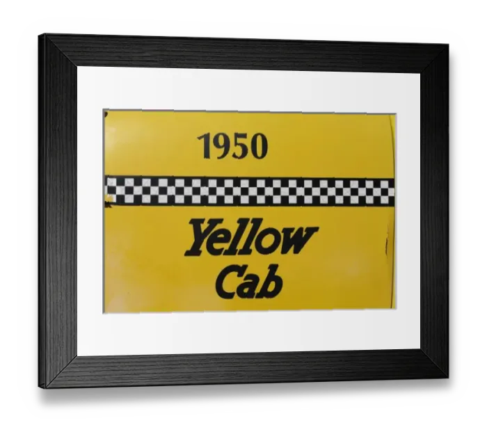 Framed Print : Santa Rosa, New Mexico, United States. Old Yello Cab taxi on Route 66
