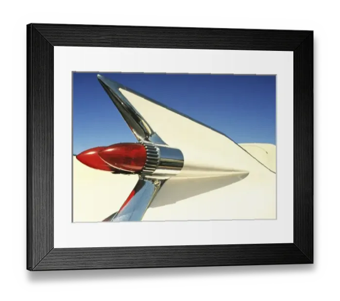 Framed Print : Graphic: Close-up of fin and taillight on classic car Framed Print : Graphic: Close-up of fin and taillight on classic car