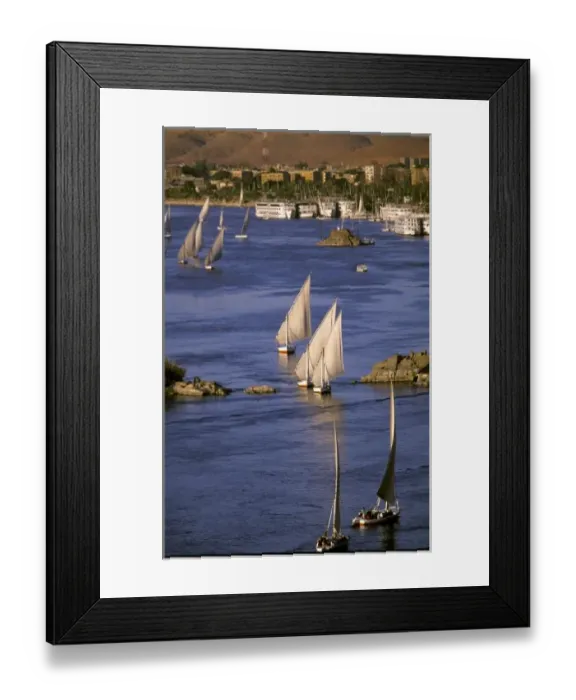 Framed Print : Africa, Egypt, Upper Egypt, Aswan. Feluccas sailing on the Nile River Framed Print : Africa, Egypt, Upper Egypt, Aswan. Feluccas sailing on the Nile River