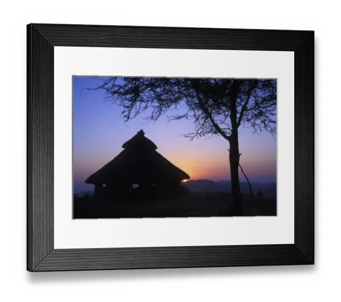 Framed Print : Africa, Ethiopia, Omo river region, Sunset over a traditional Konso hut Framed Print : Africa, Ethiopia, Omo river region, Sunset over a traditional Konso hut