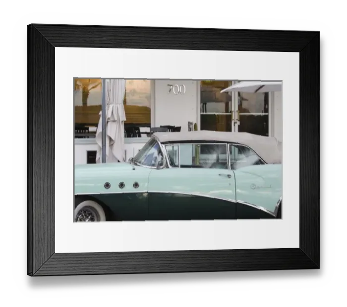 Framed Print : USA, Florida, Miami Beach: South Beach, 1956 Buick Convertable / Ocean Drive Framed Print : USA, Florida, Miami Beach: South Beach, 1956 Buick Convertable / Ocean Drive