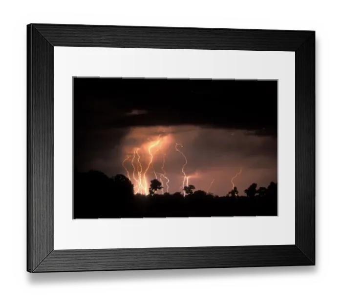 Framed Print : Botswana, Moremi Game Reserve, Lightning fills sky over Khwai River at end of dry Framed Print : Botswana, Moremi Game Reserve, Lightning fills sky over Khwai River at end of dry