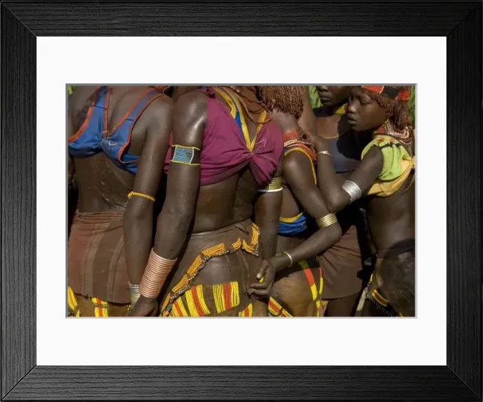 Framed Print : Ethiopia: Lower Omo River Basin, Hamar tribal region, bull-jumping intitiation ceremony Framed Print : Ethiopia: Lower Omo River Basin, Hamar tribal region, bull-jumping intitiation ceremony