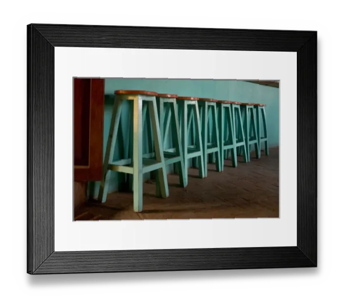 Framed Print : Mexico, Oaxaca, Green Bar Stools line wall inside Roof Top Cafe near the Iglesia de Santo Domingo Framed Print : Mexico, Oaxaca, Green Bar Stools line wall inside Roof Top Cafe near the Iglesia de Santo Domingo