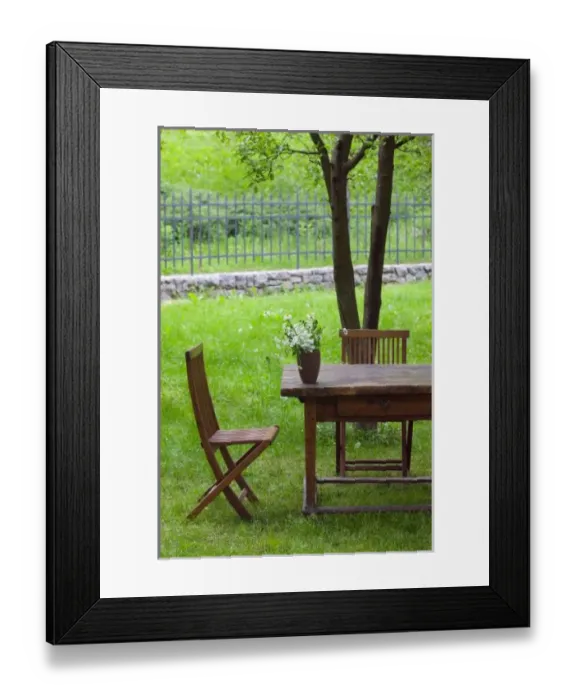 Framed Print : SLOVENIA, PRIMORSKA, Spodnja Idrija: Table on Grounds of 14th Century Hotel Kendov Dvorec