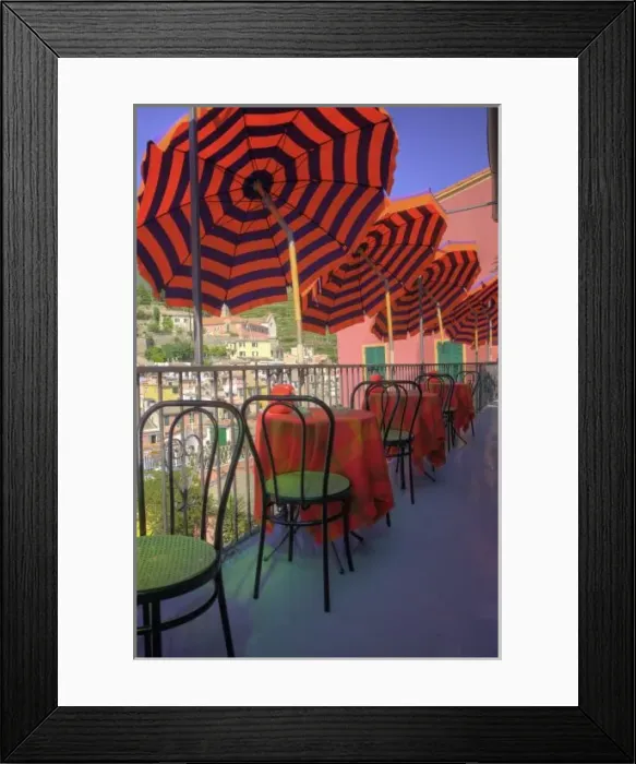 Framed Print : Restaurant in hillside town of Vernazza, Cinque Terre, Liguria region, Italy Framed Print : Restaurant in hillside town of Vernazza, Cinque Terre, Liguria region, Italy