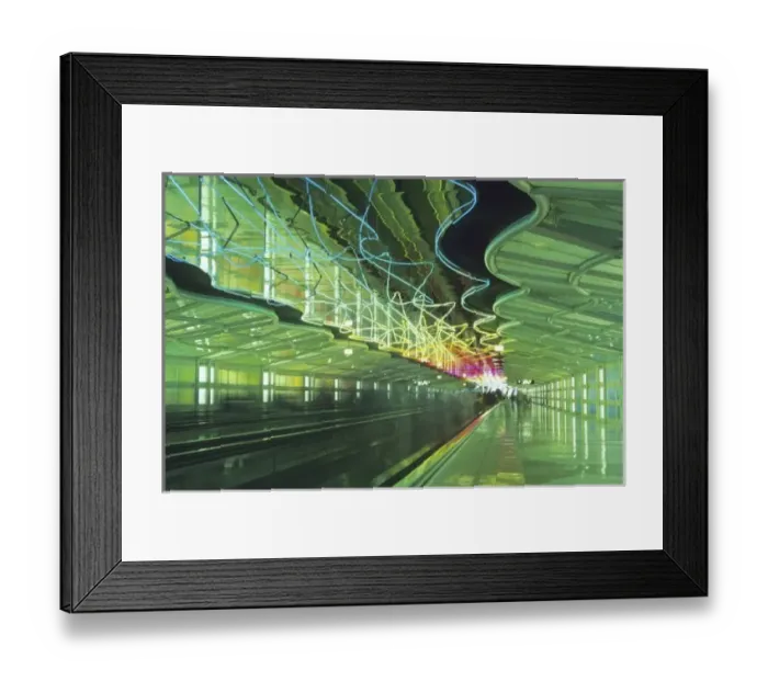 Framed Print : Neon lighting in corridor of the O hare Airport, Chicago, Illinois Framed Print : Neon lighting in corridor of the O hare Airport, Chicago, Illinois