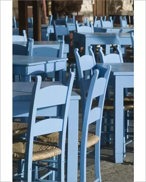 GREECE, CRETE, Hania Province, Hania: Venetian Port  /  Cafe Tables