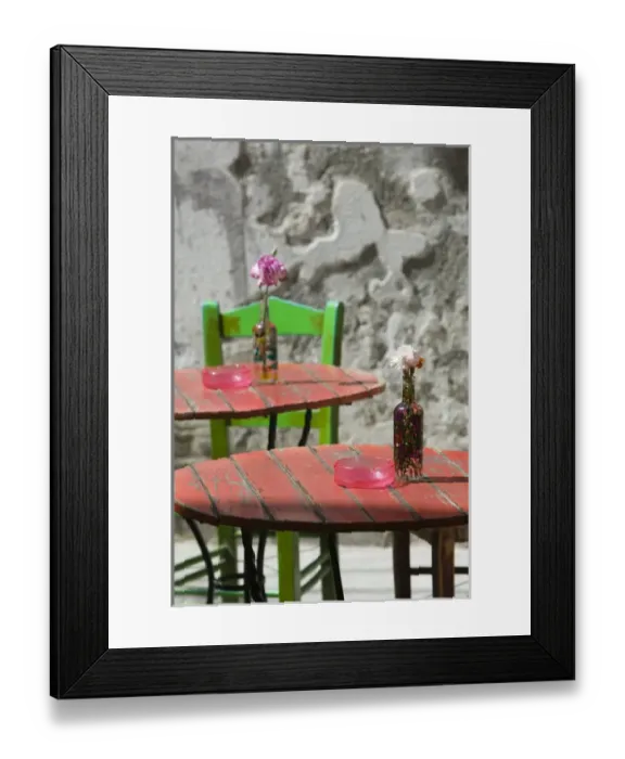 Framed Print : GREECE, CRETE, Hania Province, Hania: Colorful Cafe Table