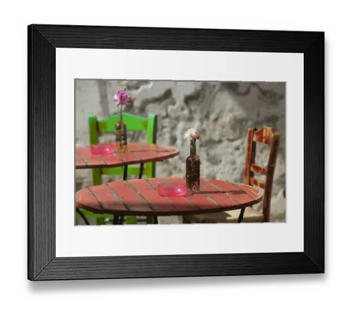 Framed Print : GREECE, CRETE, Hania Province, Hania: Colorful Cafe Table