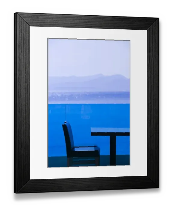 Framed Print : Greece, CRETE, Iraklio Province, Hersonisos: Eastern Crete Coastline View from Cafe Table Framed Print : Greece, CRETE, Iraklio Province, Hersonisos: Eastern Crete Coastline View from Cafe Table