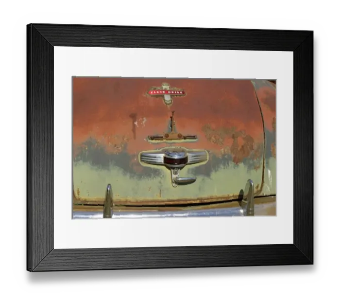 Framed Print : USA, Oregon, Shaniko. Detail of rusted trunk on old Chrysler automobile