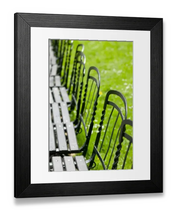 Framed Print : AUSTRIA, Vienna: Park Benches  /  Burggarten  /  Palace Gardens