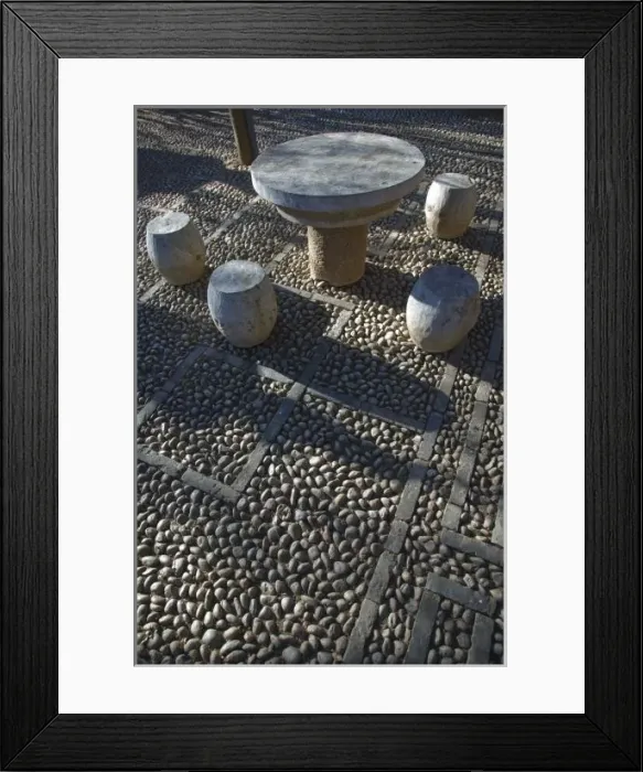 Framed Print : CHINA, Yunnan Province, Lijiang. Old Town, Stone Table at the Mu Family Mansion